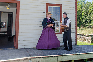 Reenactors help make the Fayette townsite come to life.
