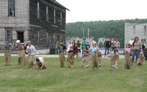kids doing sack race at Fayette
