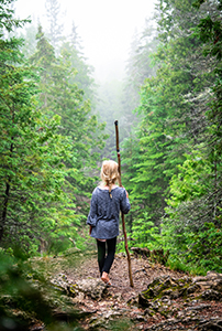 Girl on hiking trail