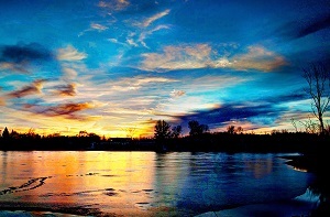 view of a frozen lake at Seven Lakes State Park