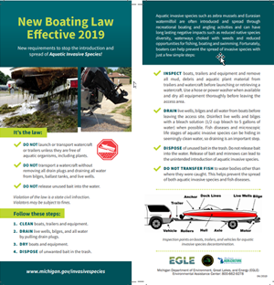 Both sides of rack card describing new boating laws