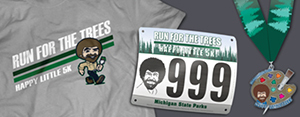 Run for the Trees T-shirt, bib and medal