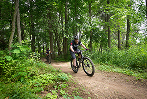 a man riding a mountain bike on the DTE Trail