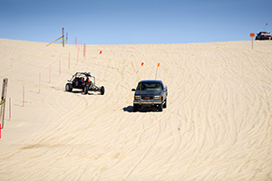 ORV vehicles riding Silver Lake sand dunes
