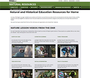 Michigan.gov/NatureatHome screenshot