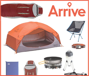 camping gear, sleeping bags, lanterns, etc.