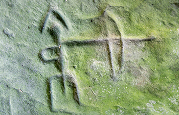 Detail of a petroglyph at Sanilac Historic State Park