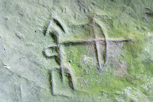 Detail of a petroglyph at Sanilac Historic State Park