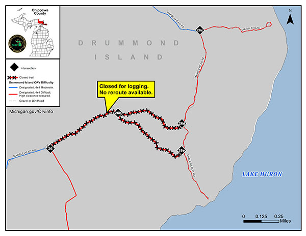 ORV riders advised of temporary trail route closure on Drummond