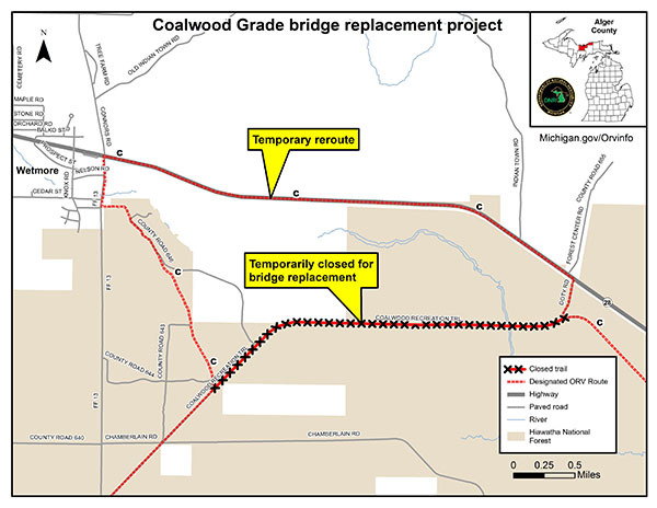 Reroute map for Coalwood Grade bridge replacement project is shown.