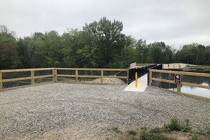 new fencing installed around the Reedsburg Dam in Missaukee County, Michigan, August 2020