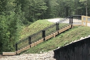 the recently installed fisherman's walkway, on the far side of Reedsburg Dam in Missaukee County, Michigan, August 2020