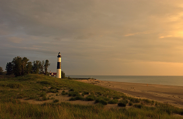 Big Sable Point Lighthouse and Lake Michigan shoreline at Ludington State Park
