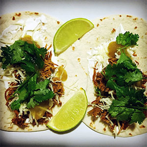 carnitas-style turkey meat in tacos