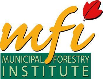 Municipal Forestry Institute logo, shown with gold text and an orange leaf