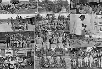 A collage of images shows the daily activities of the 2693rd Company of Camp Axin, located in Cadillac.