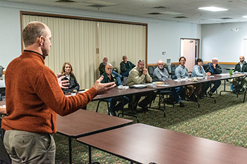 Jared Duquette, DNR wildlife division chief, is shown addressing the U.P. Habitat Workgroup in Ishpeming.