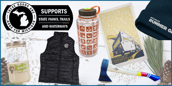 candle, water bottle, vest, poster, axe and hat