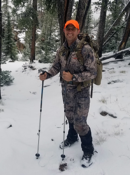 DNR Wildlife Division Chief Jared Duquette is shown on a wintry hunting trip.