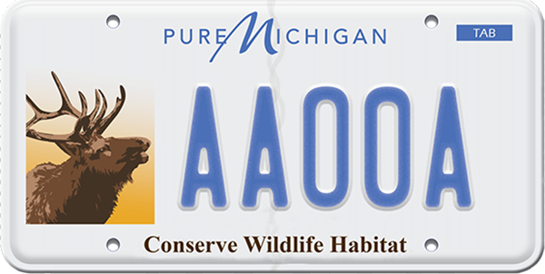wildlife habitat license plate with elk