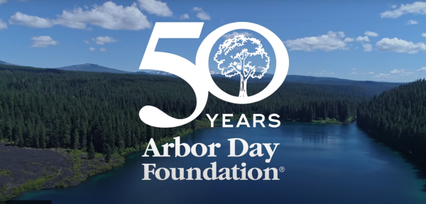 Banner image - Arbor Day Foundation 50 years with trees and water in background