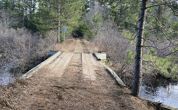 The condemned bridge over the Black River in Marquette County.