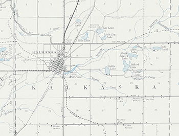 An example of the survey maps showing a portion of Kalkaska County is shown.