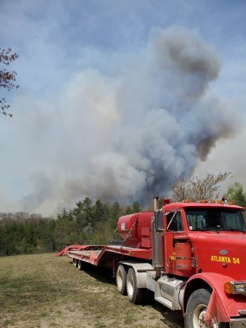 DNR fire equipment is in place during the Blue Lakes Fire in Montmorency County. 