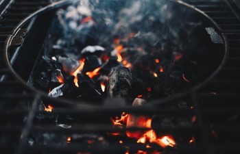 a close-up of smoldering coals.