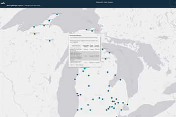 GIS map with locations marked on Michigan map