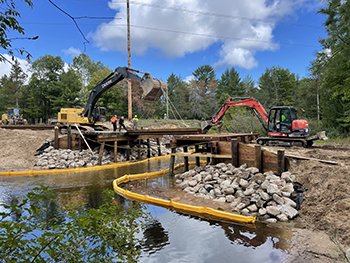 Construction at Jordan River in Grand Traverse County 