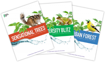 The covers of several different books designed to help kids learn about nature. 