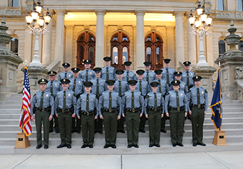 conservation officer recruit school #11 on capitol steps with staff