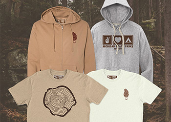 sweatshirts and T-shirts with tree cookie, mushroom and love