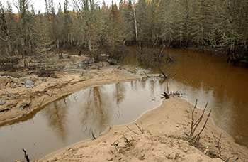 Changes to the landscape are evident in this photo taken after the Dead River Flood.