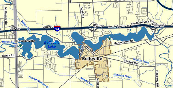 A map shows the boating access site locations on Belleville Lake.