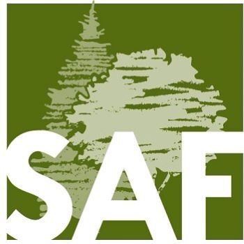 The Society of American Foresters logo, featuring white text with the letters SAF on a green background. 