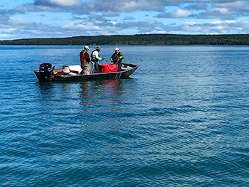 A crew conducts a fisheries survey in 2022 on the St. Marys River.