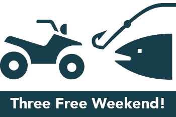 Three Free Weekend, fishing and ORV icons