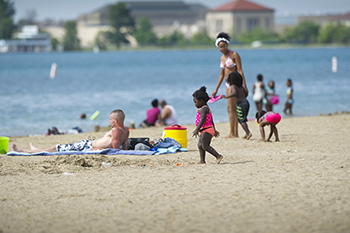 Park visitors enjoying Belle Isle Beach