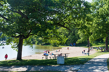 visitors on beach at Brighton Recreation Area