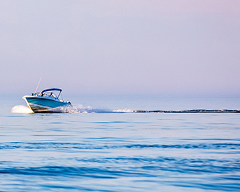 motorized boat moving on water