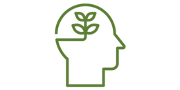 drawing of head with plant in same location as brain