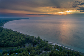 bird's-eye view of shoreline