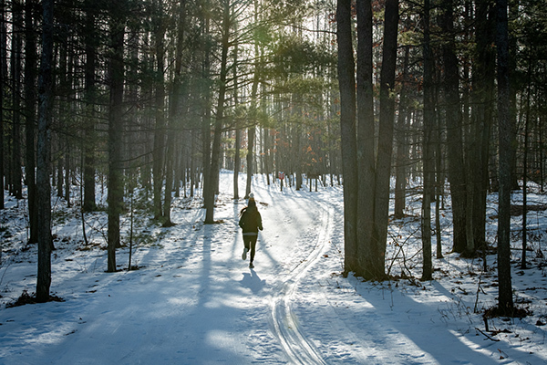 A runner on the VASA pathway in Traverse City 