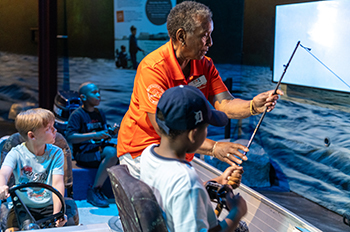 kids fishing with simulator