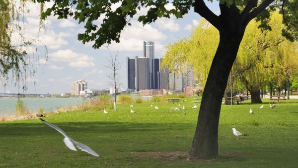 View of Detroit in spring