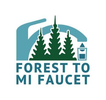 Forest to my faucet logo -- a faucet and trees to demonstrate that forests help filter groundwater. 