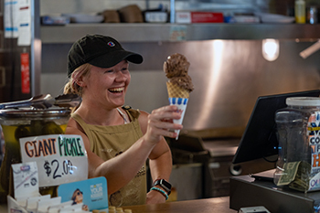 A concessions clerk is pictured from Holland State Park in Allegan County.