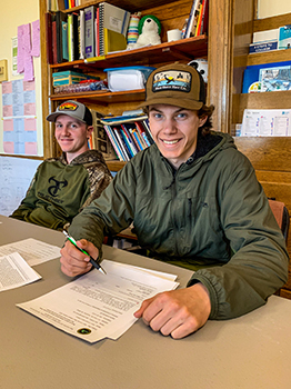Students involved in the deer habitat improvement project in Burt Township.